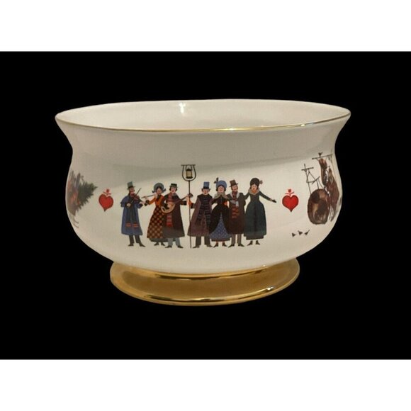WYSOCKI Christmas Love Bowl 1999-2000 Ceramic Teleflora Bowl Gold Accent Trim - Picture 10 of 16